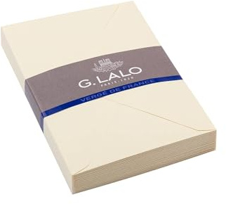 Clairefontaine Lalo 21416L - Packung mit 25 gummierten Umschlägen 11,4 x 16,2 cm, Vergé de France, Elfenbein