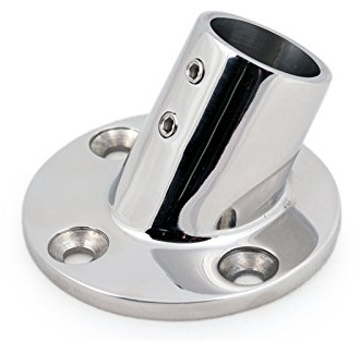 Relingfuß Grundplatte 60° geneigt, 22 mm Durchmesser, Edelstahl, Reling | Rostfrei | Poliert | Salzwasserbeständig | Für Rohre mit 22 mm Durchmesser, die Montage von Sprayhood & die Befestigung
