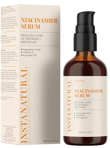 InstaNatural Niacinamide Face Serum, Hydrates, Soothes, Reduces Irritation, Redness, Lines, Wrinkles, and Other Signs of Aging, with Hyaluronic Acid and Vitamin E, 2 Fl Oz