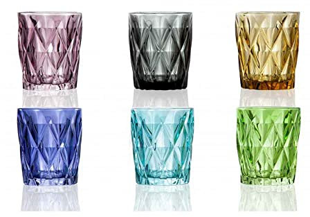 Brandani 54111 Set 6 Bicchieri Diamante colori assortiti vetro