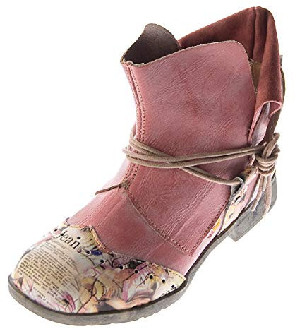 TMA Damen Comfort Leder Stiefeletten 5161 Boots Rot Knöchel Schuhe Gr. 39