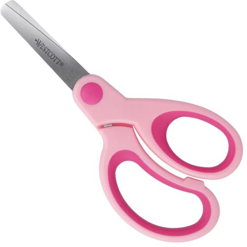 Westcott Softgrip Kinderschere Pink Rechtshänder | Schere mit ergonomischem Griff für Vorschulkinder | Bastelschere 13 cm (5) ideal für Kinderhände | Sicherheit durch abgerundete Spitze | E-21580 00