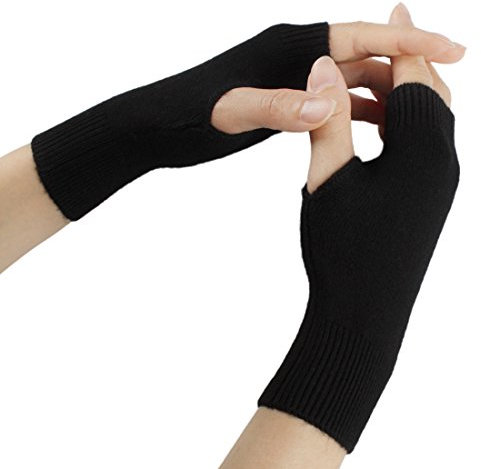 Larcele Kaschmir Damenwärmer Fingerlose Handschuhe BZST-02 (Schwarz) MEHRWEG