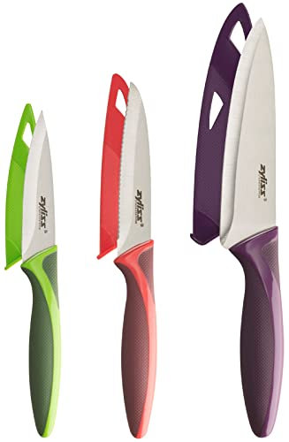 zyliss E72404 Set di Coltelli da Cucina in 3 Pezzi, Taglie Multiple, Acciaio Inossidabile, Multicolore, Coltelli da Cucina Multiuso, Lavabili in Lavastoviglie