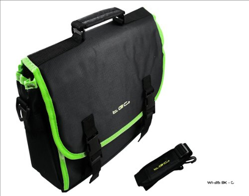 Black & Elec Green Trim Messenger Style Case Bag for Amazon Kindle Fire Tablet
