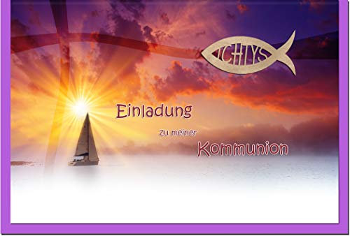 metALUm Einladungskarten KOMMUNION | Schiff | 25 Karten | 1625003
