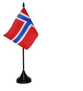 Flaggenfritze Tischflagge Norwegen 10 x 15 cm, reißfestes Polyester, farbintensiver Siebdruck, kleine Fahne mit Kunststoff-Sockel