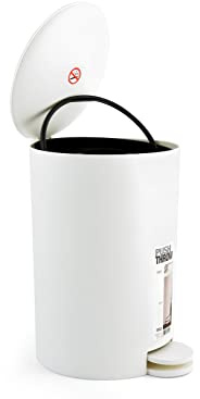 H&H White Abfalleimer mit Pedal, Weiß, 29 x 26 x 38 cm