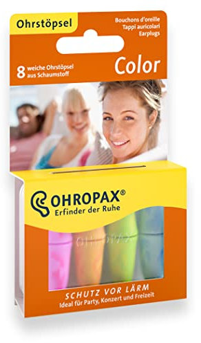 OHROPAX Color Ohrstöpsel - 1x 8 Stück - Bunte In-Ohr-Stöpsel aus Schaumstoff zum Schutz vor Lärm - Für Festivals und Konzerte, zum Entspannen, Schlafen und Musik hören