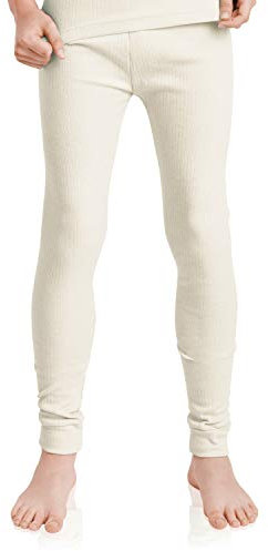 MT Kinder Ski- & Thermohose - Winter Unterwäsche lang für Jungen und Mädchen - Ecru Creme 134-140