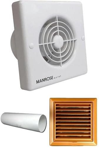Manrose QF100T Quiet Extractor Fan with Timer Complete with Wall Liner and Brown External Grille Vent Cover