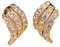 [RIVA NGELSFLÜGEL] Clip on Ohrklemme Ohrringe mit Rundschliff Edelstein Zirkonia CZ [Weiß Topas] in 18K Gelbgold Vergoldet, Einfache Moderne Eleganz