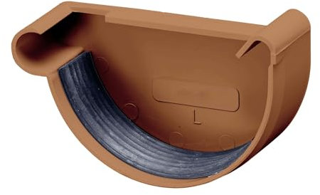 INEFA Dachrinnen Endstück halbrund, PVC NW125 / 125mm, links Braun Dachrinnenzubehör, einfache Steckmontage, Made in Germany