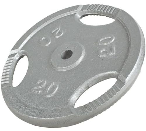 GORILLA SPORTS® Hantelscheiben - Einzeln/Set, 0,5kg, 1,25kg, 2kg, 2,5kg, 5kg, 10kg, 15kg, 20kg, 27,5kg, 30kg Gewichte, Tri-Grip, 30mm, Gusseisen, Silber/Schwarz - Gewichtsscheiben, Hanteln Set