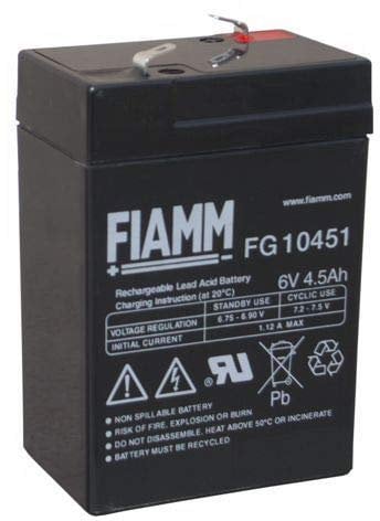 Batteria al piombo ricaricabile 6V 4.5Ah terminale F1 4.8mm FIAMM