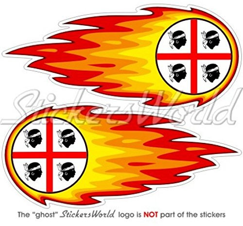 Sardinien sardischen Flaming Fireball Fire 12,7 cm (125 mm) Bumper Sticker, Aufkleber Vinyl X 2
