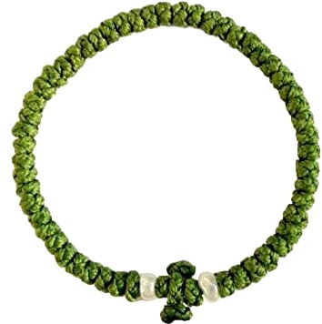 IconsGr Handmade Christian Orthodox Greek Chotki Komboskoini Prayer Rope Thin Green
