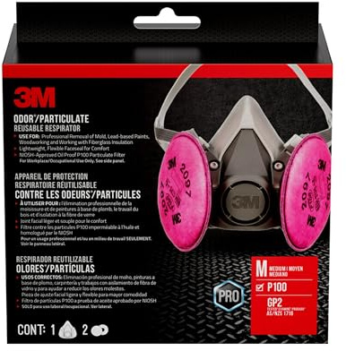 3M P100 Performance Mold & Lead Paint Removal Respirator, Medium Size, NIOSH-APPROVED P100 Rated Filter, Carbon Layer Helps Reduce Odor Nuisance, Lightweight, Adjustable Head Straps (6297P1-DC)