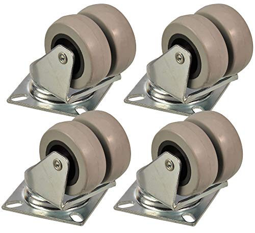 4er Set Lenkrolle Doppelrolle Ø50mm, Transportrolle Möbel-Rolle Anschraubplatte, 70 Kg Tragkraft