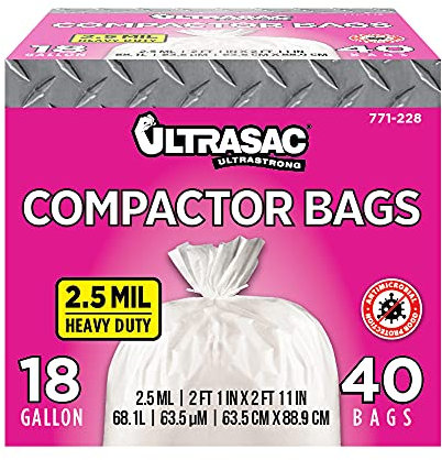 ultrasac Extra Schwere Profiqualität Compactor Trash Tasche mit Antimikrobielle Geruchskontrolle, 40 Zählen