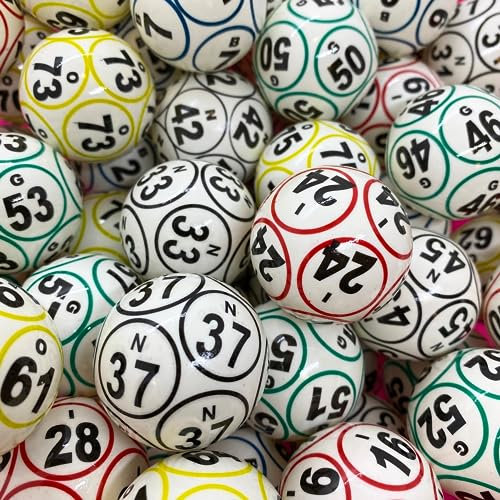 MR CHIPS Nummerierte Bingo-Kugeln, 3,8 cm – 12-seitige Bingo-Ping-Pong-Bälle für elektronische Bingomaschine oder Bingo-Käfig