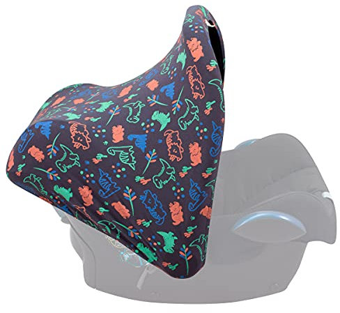 JYOKO KIDS Capot Universalle compatible avec Maxi Cosi Groupe 0+, Protection solaire pour porte-bébés, Siège auto ou poussettes, Convient à la plupart des Marques (HAPPY DINO)