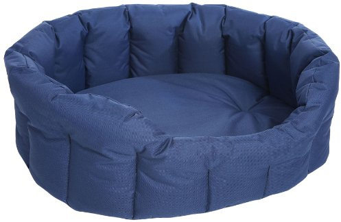 P & L Superior Pet Beds Heavy Duty Oval Waterproof Softee Bed, Medium, 61 x 51 x 22 cm, Blue