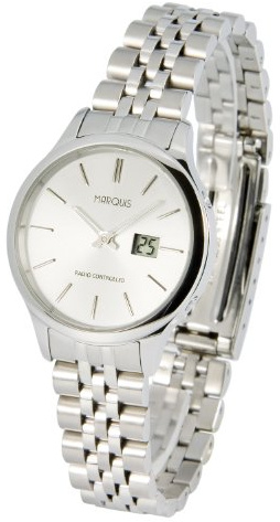 MARQUIS Elegante Damen Funkuhr (Junghans-Uhrwerk) Gehäuse und Armband aus Edelstahl 964.4706