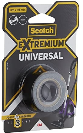 Scotch 4105W19 SUPREME Gewebeband zum Basteln und Kennzeichnen, beschriftbar, Obermaterial: Stoff, 19 mm x 3 m, Schwarz