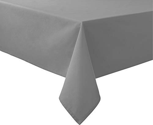 REDBEST Tischdecke, Tischwäsche Uni Seattle, 100% Baumwolle grau Größe 130x200 cm - Robustes, glattes Gewebe, mit hochwertigem Kuvertsaum