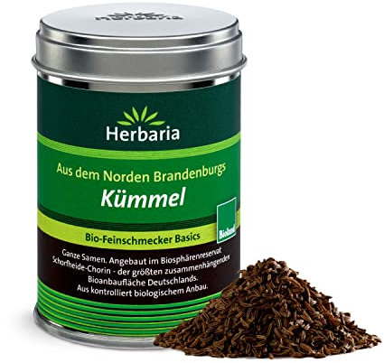 Herbaria Kümmel ganze Samen 70g M-Dose – Bio Kümmelsamen ganz – Bio Gewürze zum Würzen von Kraut, Kartoffelgerichte, Eintöpfe und als Brotgewürz – in nachhaltiger Aromaschutzdose