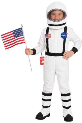 Fun Shack Disfraz Astronauta Niño, Disfraz Espacial Halloween Niño, L | Chaqueta, Pantalones, Casco, Cubrebotas & Guantes, Explorador Espacial, Perfecto para Halloween, Ideal para Juegos de Rol