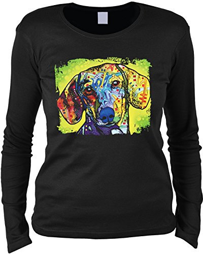Dackel Damen Langarmshirt Hunderassen : Dachshund - Kunstdruck Longsleeve Bunte Hunde Gr: XXL