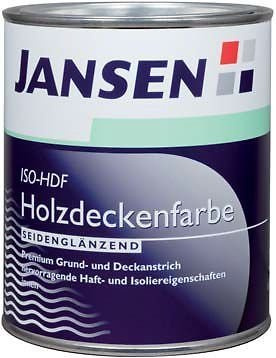 2x Jansen ISO-HDF Holzdeckenfarbe 2,5 Liter Seidenglänzend Weiss