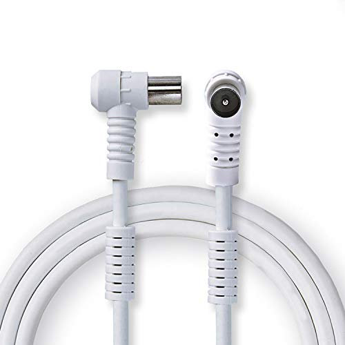 Ex-Pro 15m Male to Female (Plug to Socket) 120dB Right Angled TV Aerial Quad Shielded Coaxial Cable, White