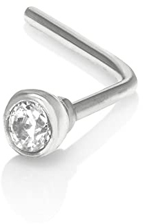 Mia Gioielli - Piercing Brillantino a Cipollina in Oro 18k (750) Bianco | Orecchino Naso Oro Bianco con Zircone, Stile Cipollina, Tondo, Anallergico Donna Ragazza, Uomo Ragazzo, Unisex, Nickel Tested