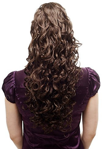 WIG ME UP - N310-8 Voluminös wallendes Haarteil/Zopf/Pferdeschwanz, lockig, sehr lang, ca. 60 cm, Braun