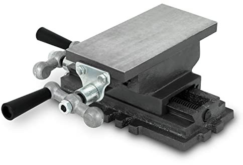 EBERTH Mesa en cruz de fundición gris y acero, mesa de trabajo 85 x 170 mm, altura de trabajo 90 mm, mordaza de 2 ejes para trabajos de taladrado y fresado, mesa de coordenadas para taladradora