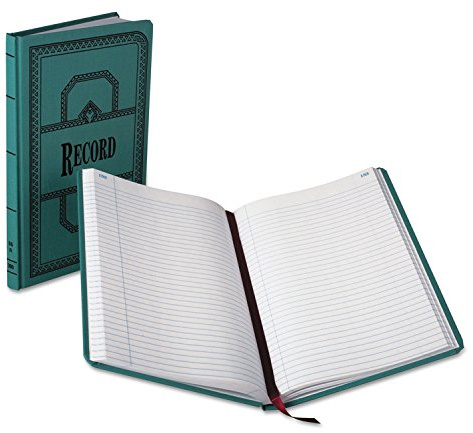 Boorum & Pease 66 Series Account Books, Record Ruling, 300 Pages, 12-1/8ʺ x 7-5/8ʺ, Blue (66-300-R)