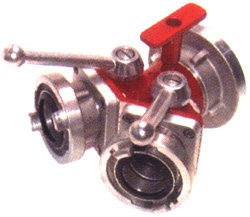 Storz-Verteiler-2-fach mit Kugelabsperrung 1 x 75-B, 2 x 52-C