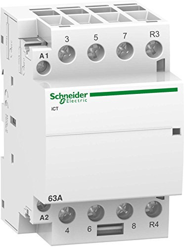 Schneider A9C20869 iCT 63A 3NO+1NC 220-240 VAC Contactor, White, Set of 4 Piece