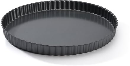 De Buyer - Moule à tarte rond Canelée en acier antiadhésif - Diamètre 32 cm -, Noir