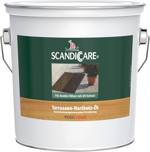 Scandiccare Terrassen-Hartholz-Öl 3L - Holzöl dunkel - Leinöl für Holz | Holz Öl zur Pflege und Imprägnierung - Leinölfirnis - Holzöl dunkel geeignet für Teak, Bangkirai, Eukalyptus und Mahagoni