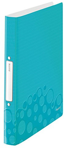 Leitz WOW Ringbuch A4, 10er Pack, für bis zu 190 Blatt, 25 mm Rückenbreite, 2 D-Ring Mechanik, Eisblau, Kunststoff, WOW, 42570051