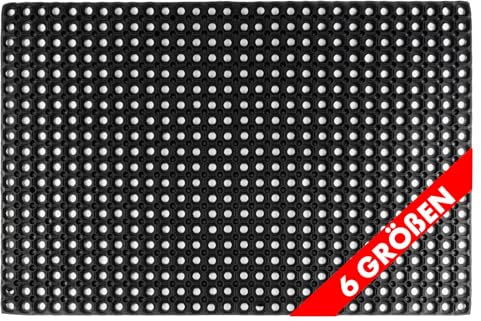 etm Rubber Ring Mat 16mm, Rubber Entrance Mat Door Mat (60 x 80 cm) Drainage Floor Mat, Walkway Runner Indoor Outdoor Dirt Trapper Mat