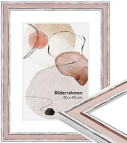 WANDStyle Marco de fotos de rosa 20x25 cm de madera en estilo vintage para colgar, portarretratos Made in Germany - H460