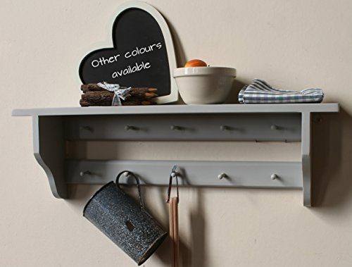 Kitchen Shelf With Small Pegs Cup Hooks Storage Wall Unit Shaker Country Wall Hanging Shelving Grey Shelves Display 6, 8, 10 Or 12 Pegs