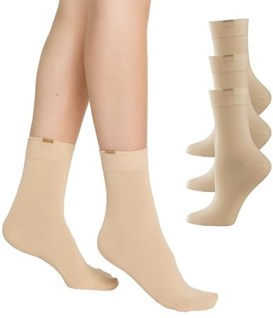 Nur Die 3er Pack Passt Perfekt Socken Damen | atmungsaktive Baumwolle einfarbig Komfortbund ohne drückende Naht