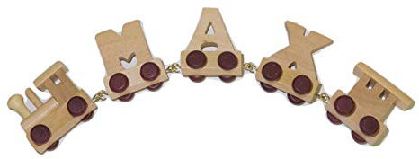 Fun World Toys® Personalisierte Holzbuchstaben mit Zug, 3 Buchstaben, Namenszug