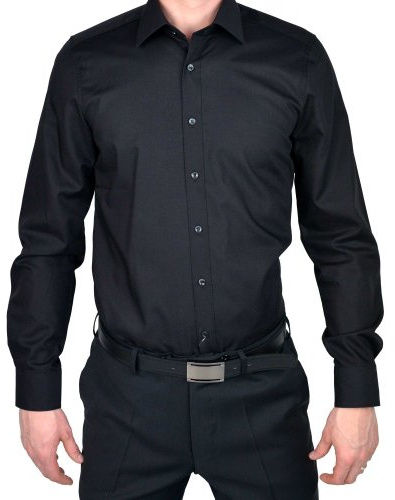 Marvelis Hemd, Body Fit mit extra Langen Arm 69cm, Schwarz, Bügelleicht